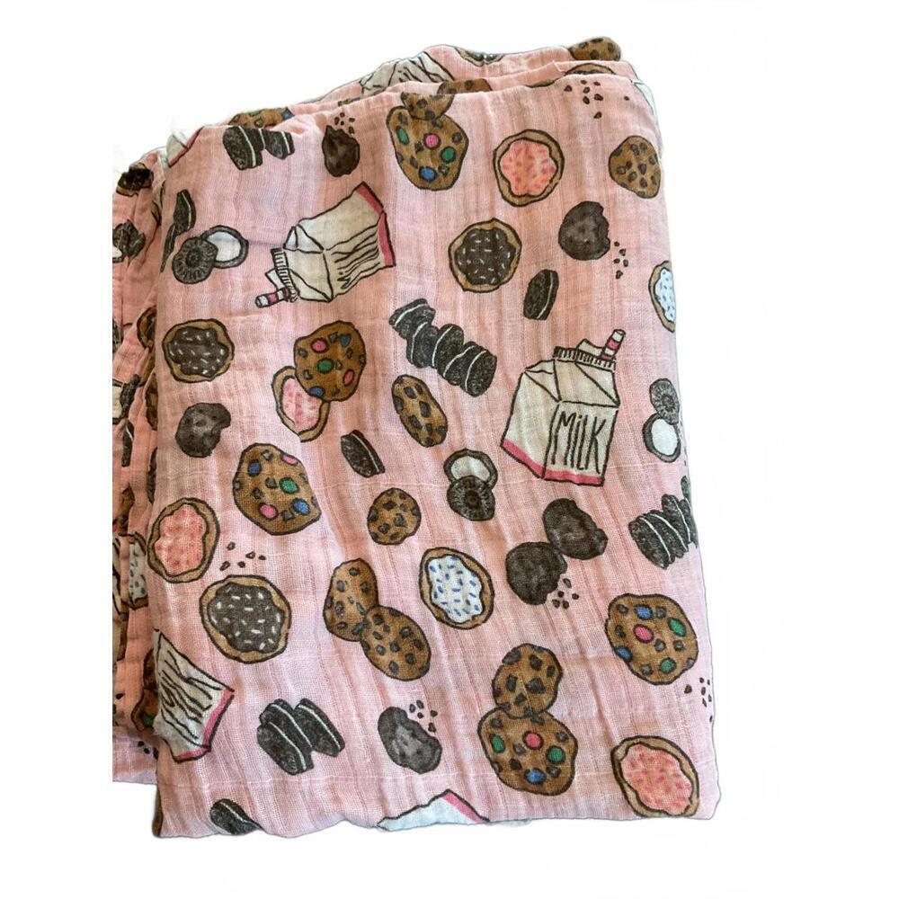 Mud Pie Cotton Snack Print Blanket Milk and Cookies !